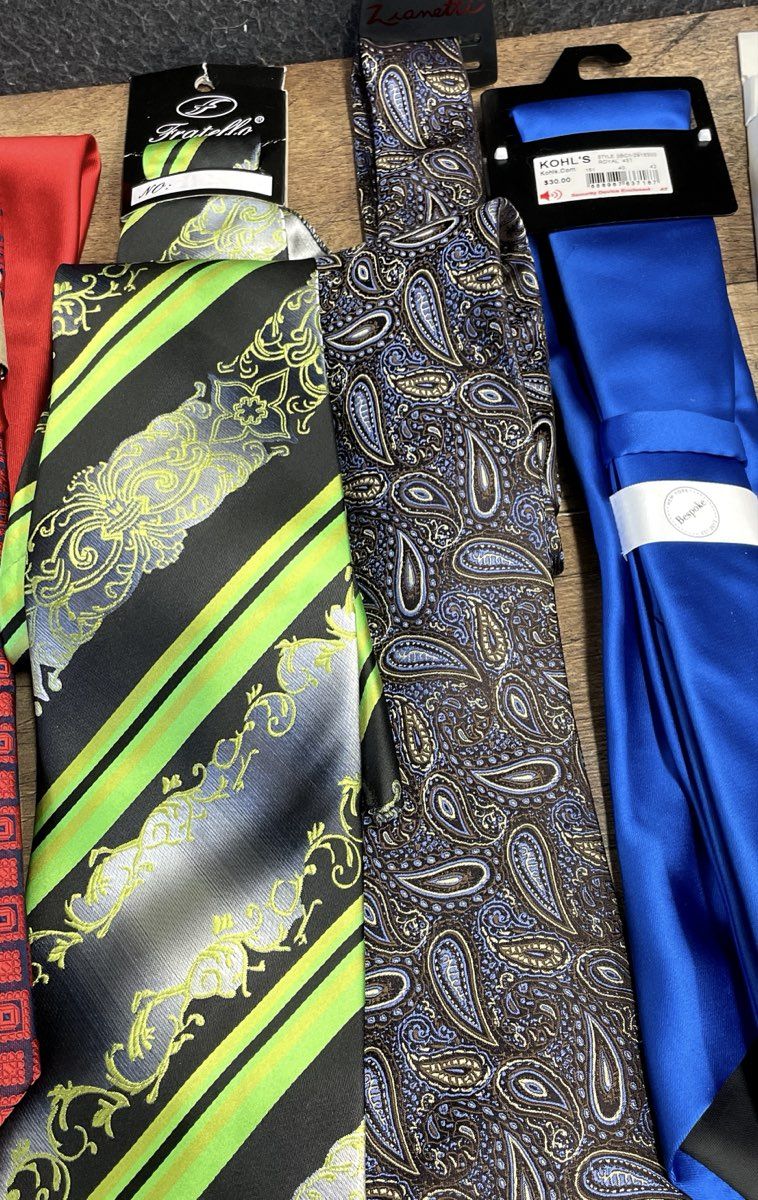 NWT Men's Necktie Lot Stafford Calvin Klein Rossi Man Silk Plaid Paisley 7pc
