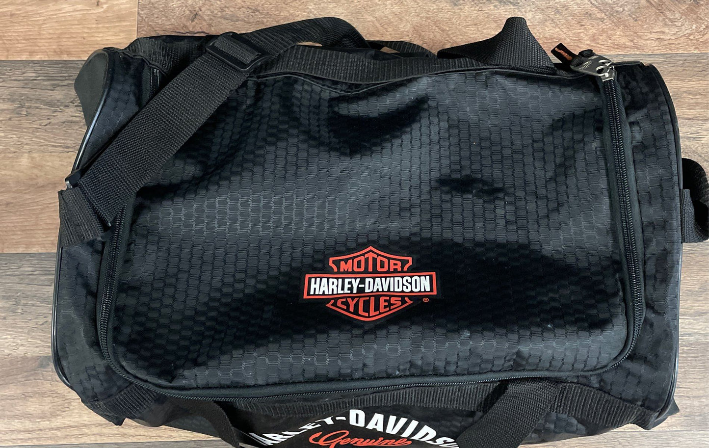 Harley-Davidson Black Nylon Duffle Bag Travel Gym Bag Eagle Bar & Shield Logo