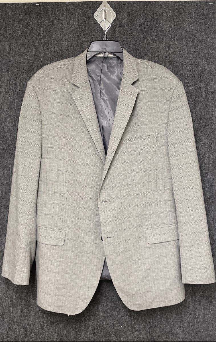 Perry Ellis Portfolio Men's Gray Glen Plaid Modern Fit 2-Button Blazer 48R