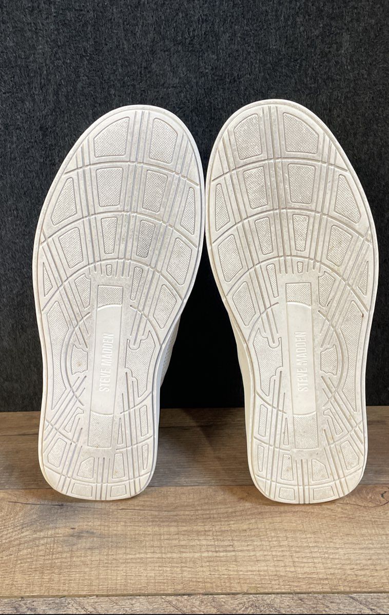 Steve Madden P-Pyper White Tan Perforated Fashion Sneakers Men's Size 11