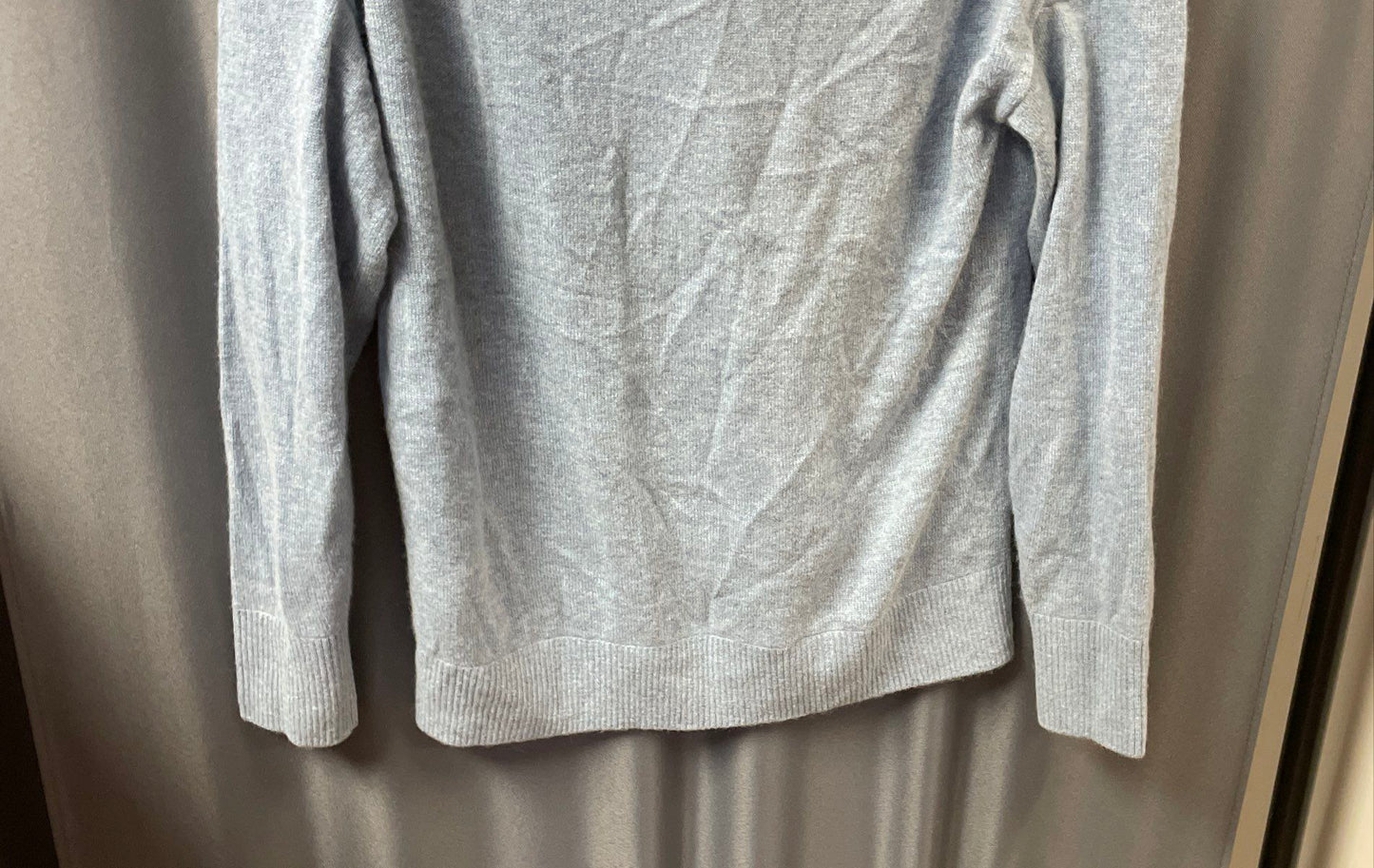 Quince Women's Mongolian Cashmere Polo Sweater Blue V-Neck Long Sleeve Sz S