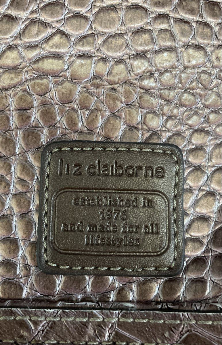 Liz Claiborne Brown Crocodile Embossed Faux Leather Hobo Shoulder Bag Vintage