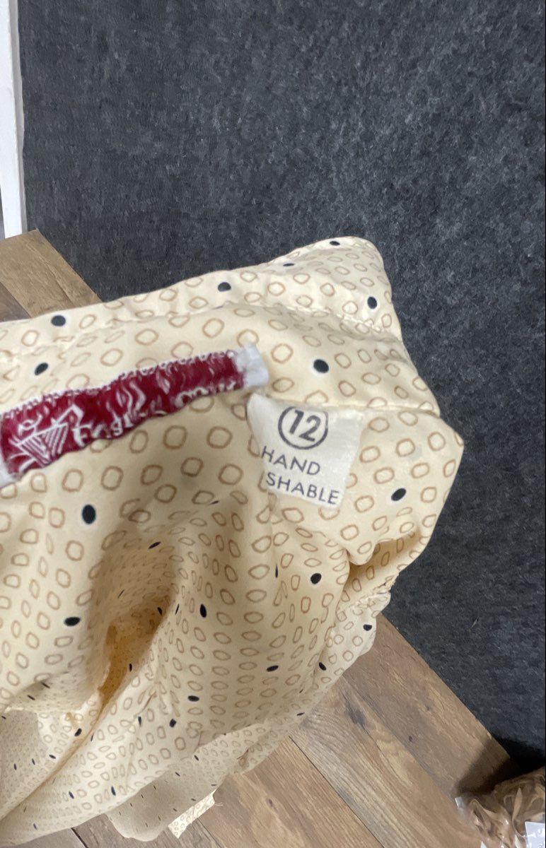 Vintage 80s Evan-Picone Women's Cream Polka Dot Button Up Blouse Sz 12