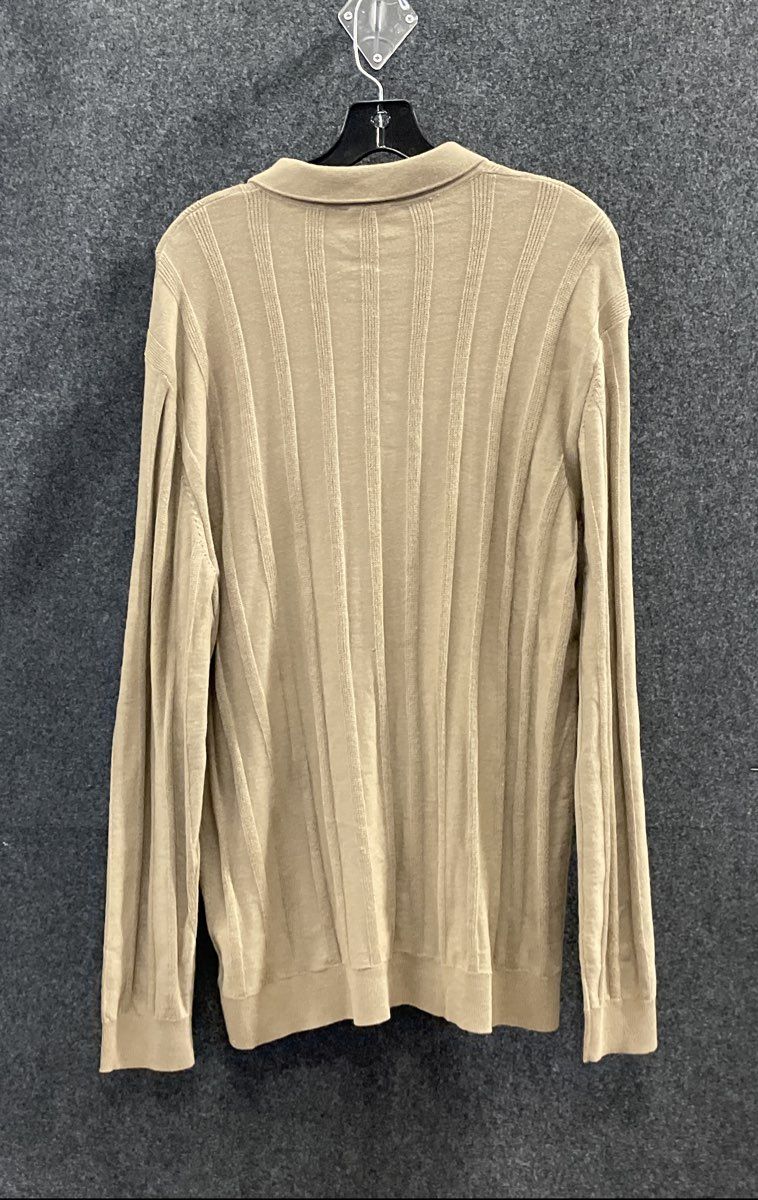 Express Men's Brown Ribbed Cotton Long Sleeve Polo Sweater Shirt Sz XL NWT