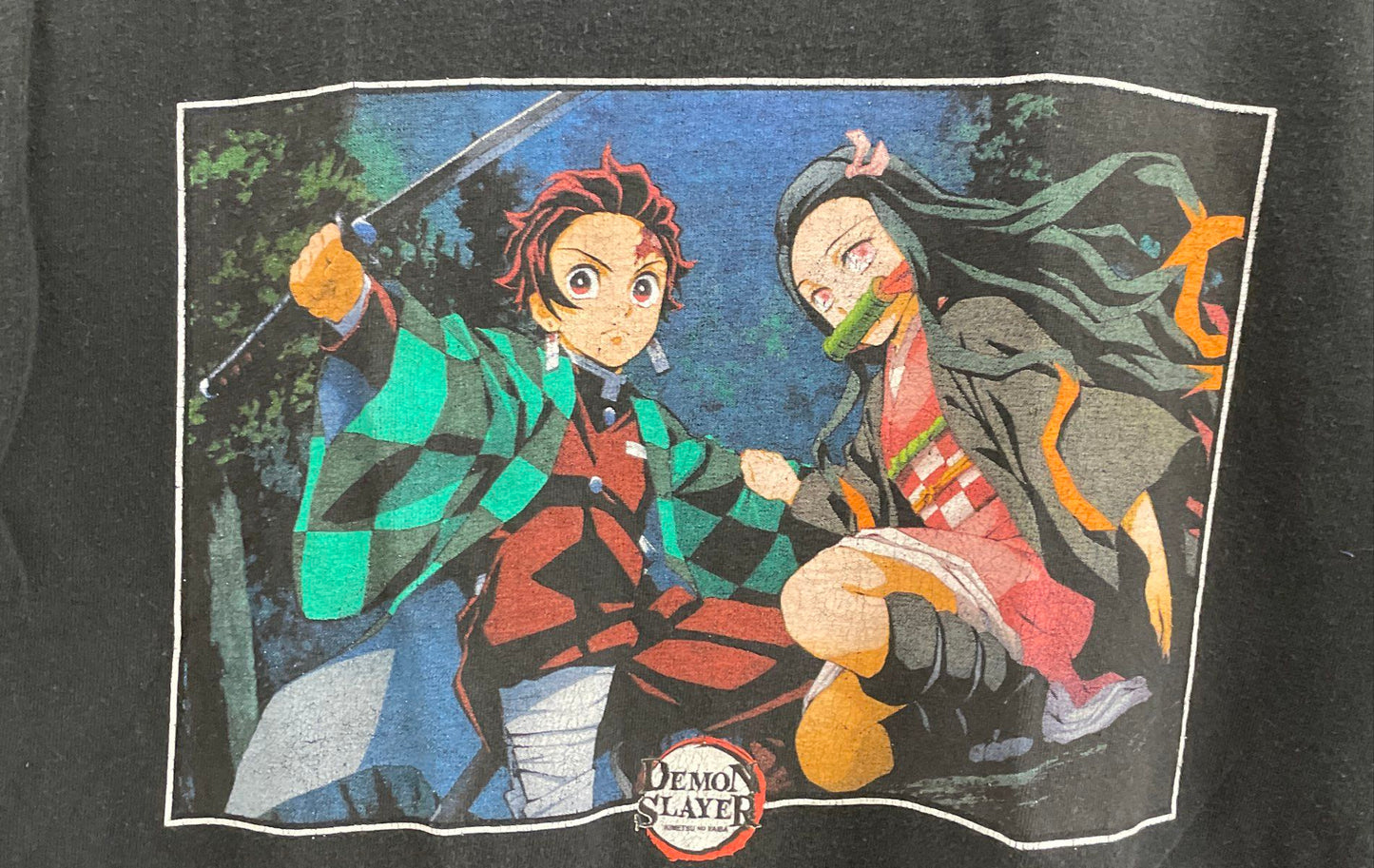 Demon Slayer Kimetsu no Yaiba Tanjiro Nezuko Graphic T-Shirt Reprint Sz M