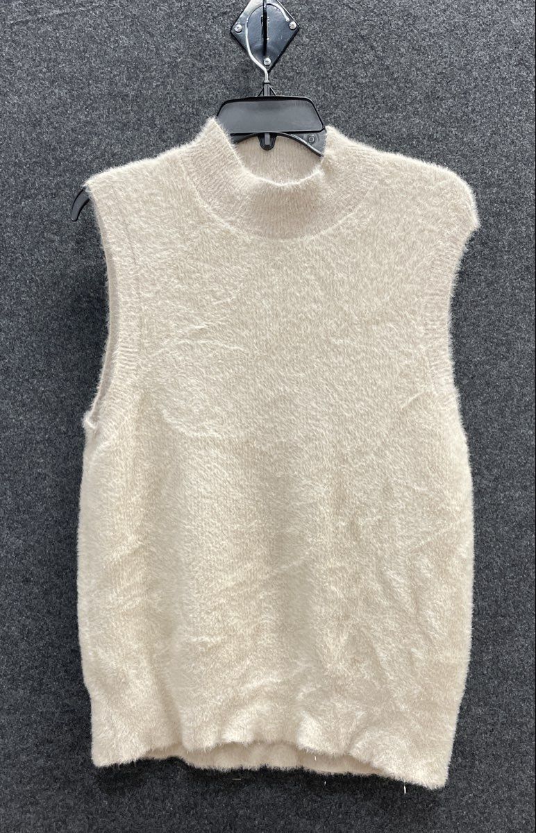 Bailey/44 Women's Cream Mock Neck Sleeveless Fuzzy Sweater Top Size L