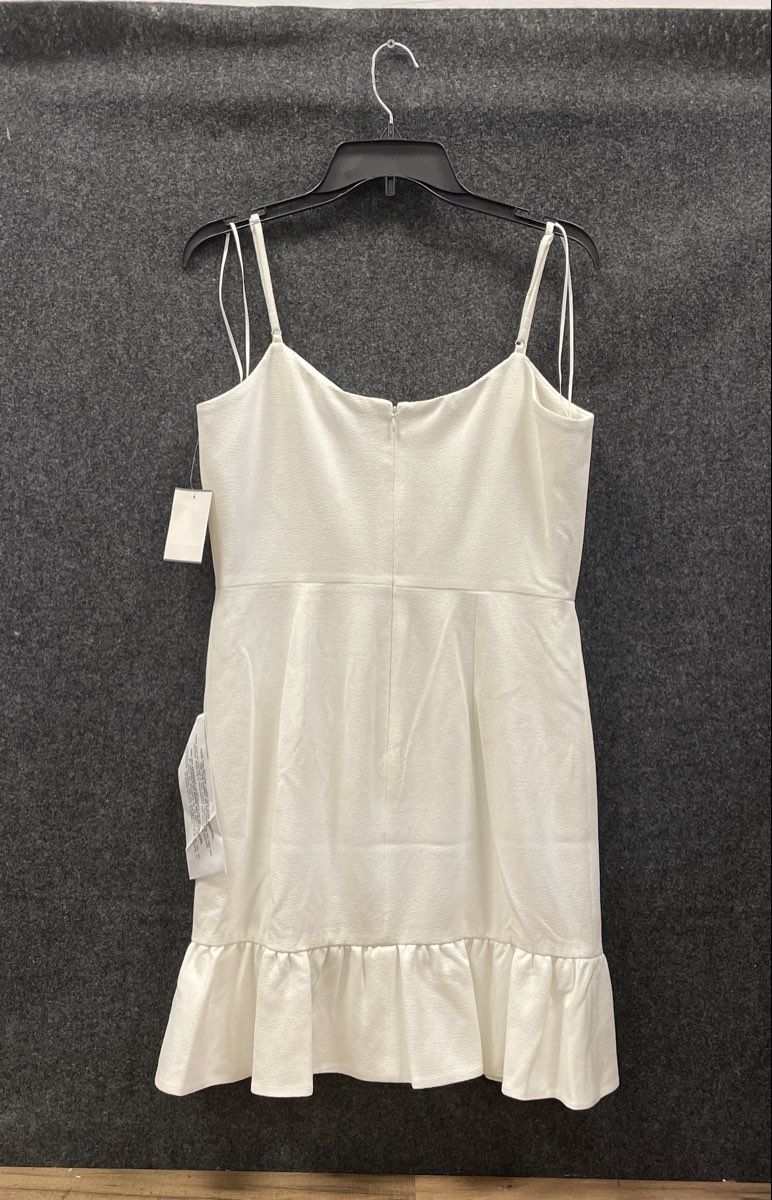 Dress The Population Women's White Ruffle Hem Mini Dress Sleeveless NWT Sz L