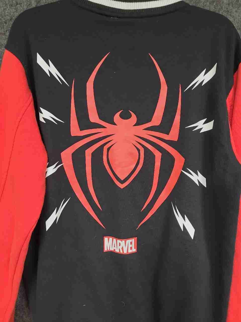 Marvel Men's Miles Morales Spider-Man Brooklyn Varsity Jacket Black Red Sz M