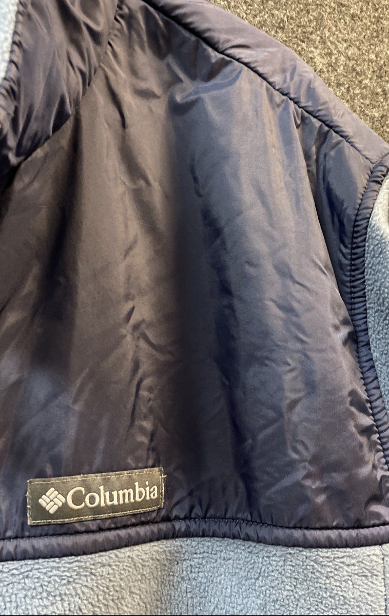Columbia Blue Navy Hybrid Fleece Full Zip Jacket Nylon Yoke Sz 3X