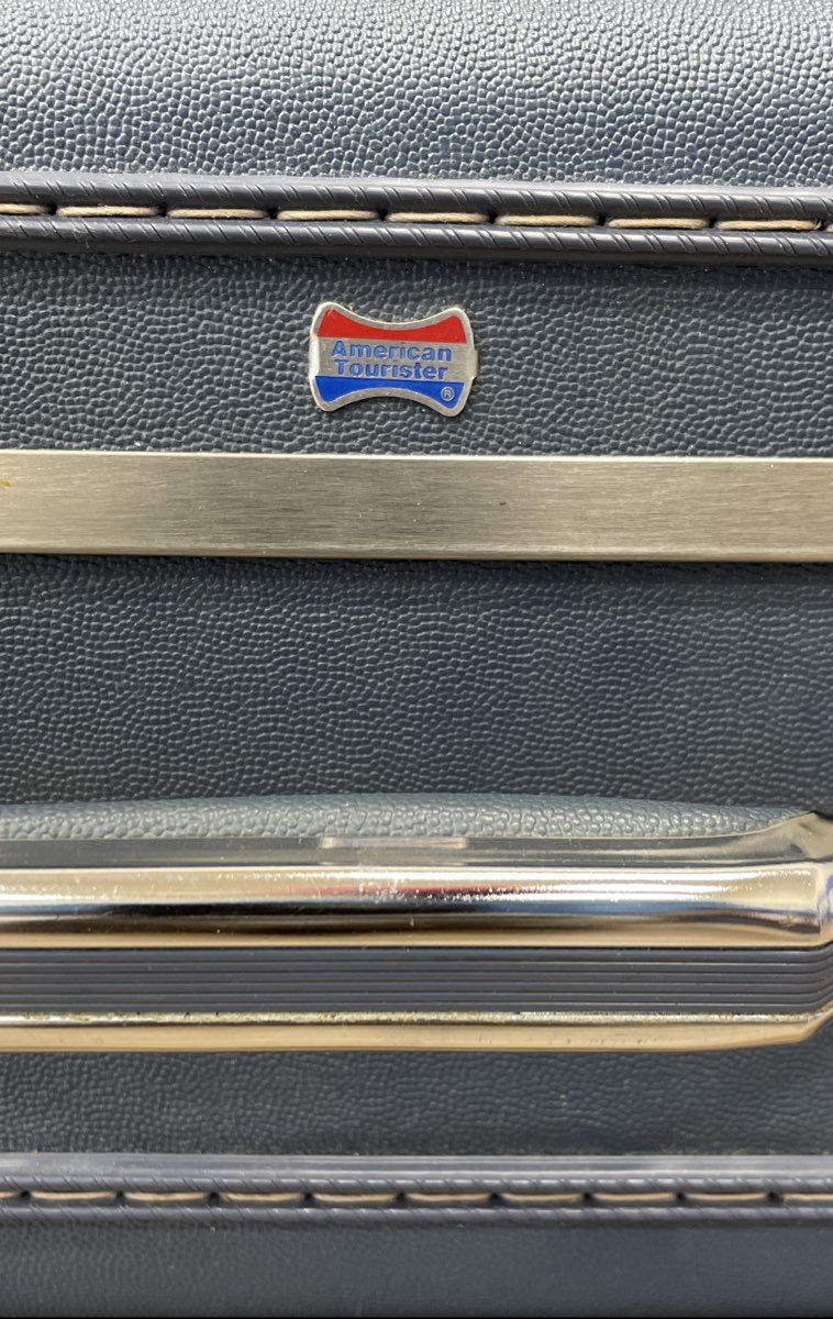 Vintage 1970s American Tourister Blue Hard Shell Suitcase Large Travel Bag