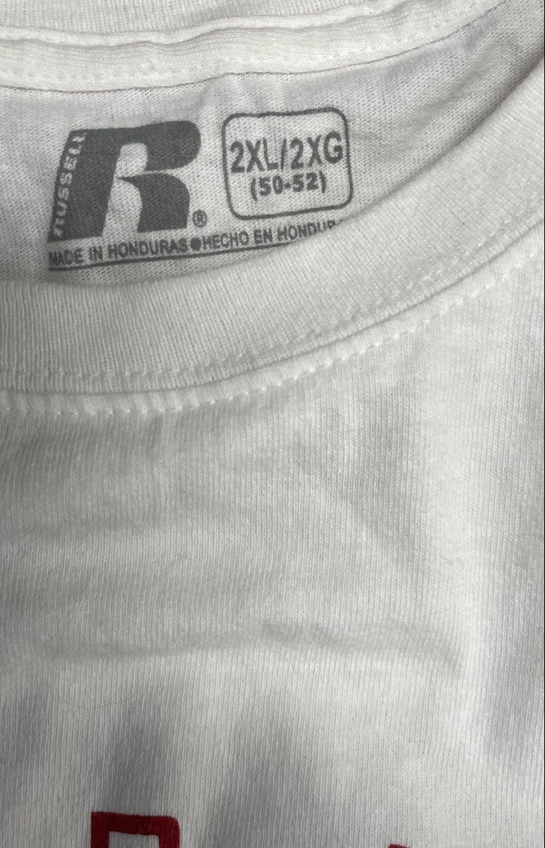 Alabama Crimson Tide T-Shirt Russell Athletic Graphic Logo White Sz 2XL