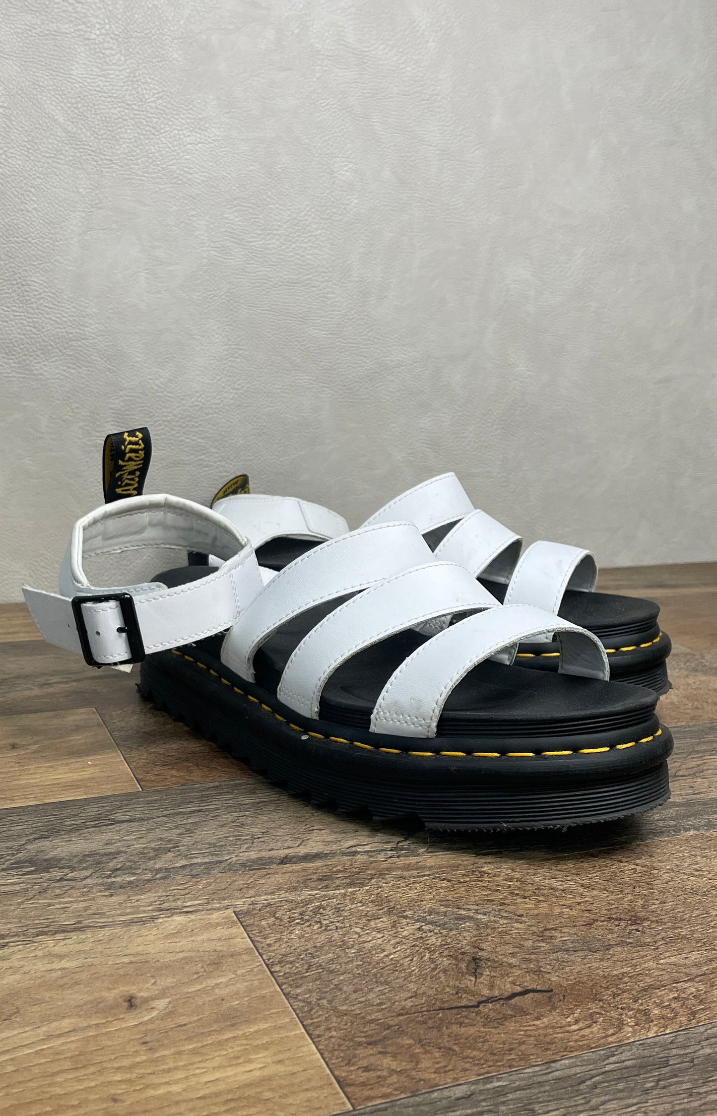 Dr. Martens Blaire White Hydro Leather Platform Gladiator Sandals Size US 10