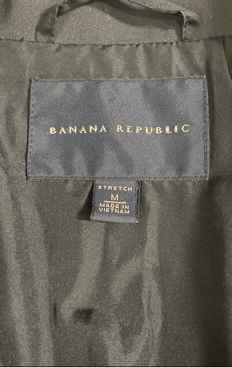 Banana Republic Men's Black Tech Stretch Full Zip Jacket Packable Hood Sz M