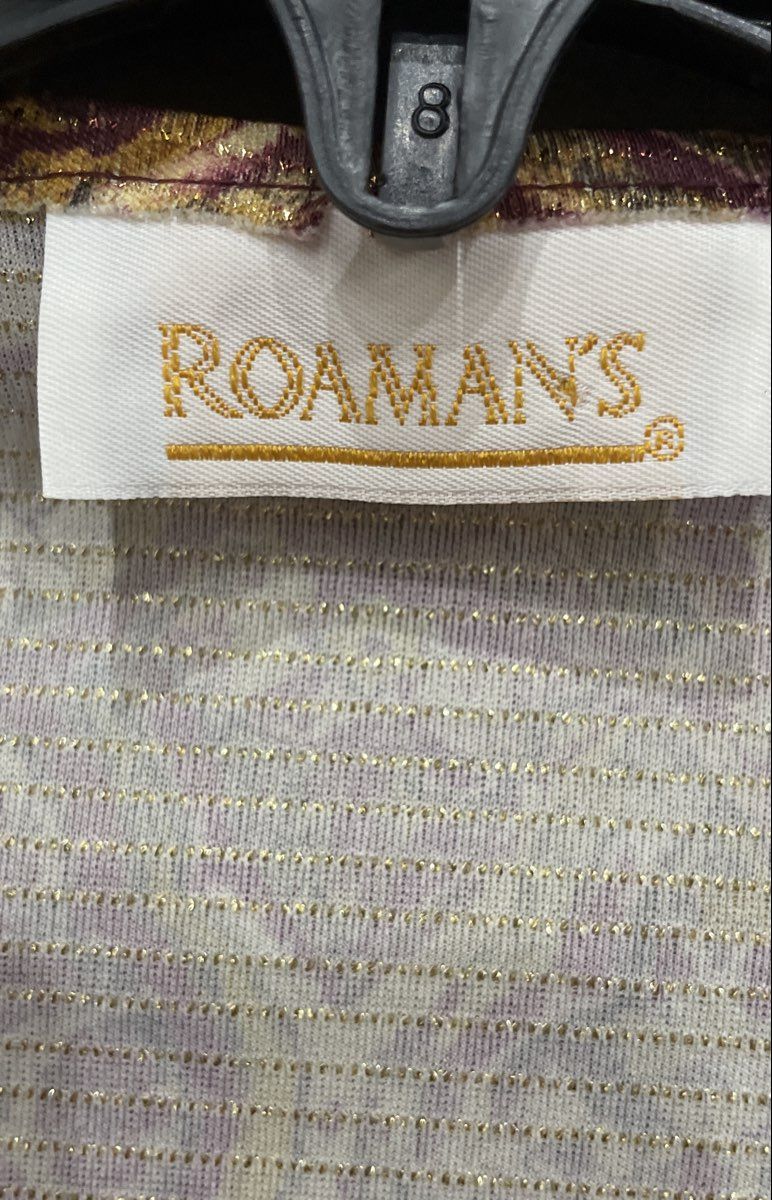 Roaman's Women's Purple Brown Metallic Paisley Cardigan Tank Set