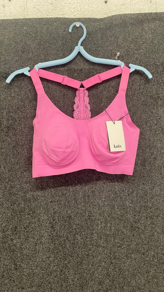 Knix Women's Pink Knixy Lace Racerback Bralette Seamless NWT Sz M+