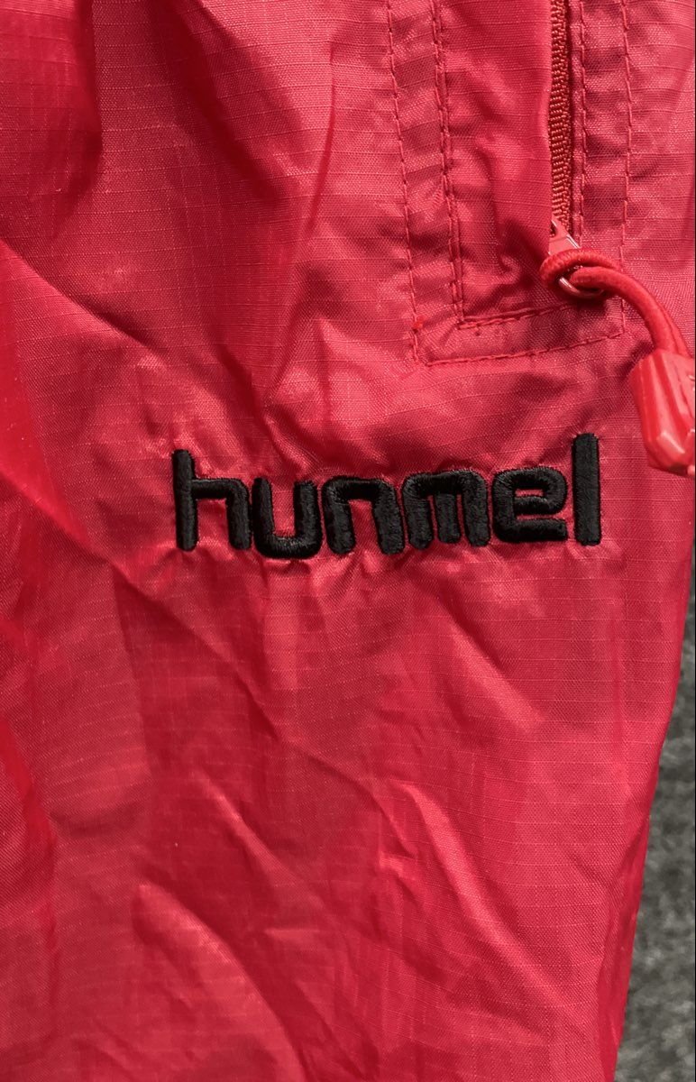 Vintage 90s Hummel Red Track Pants Ripstop Nylon Mesh Lined Unisex Sz S