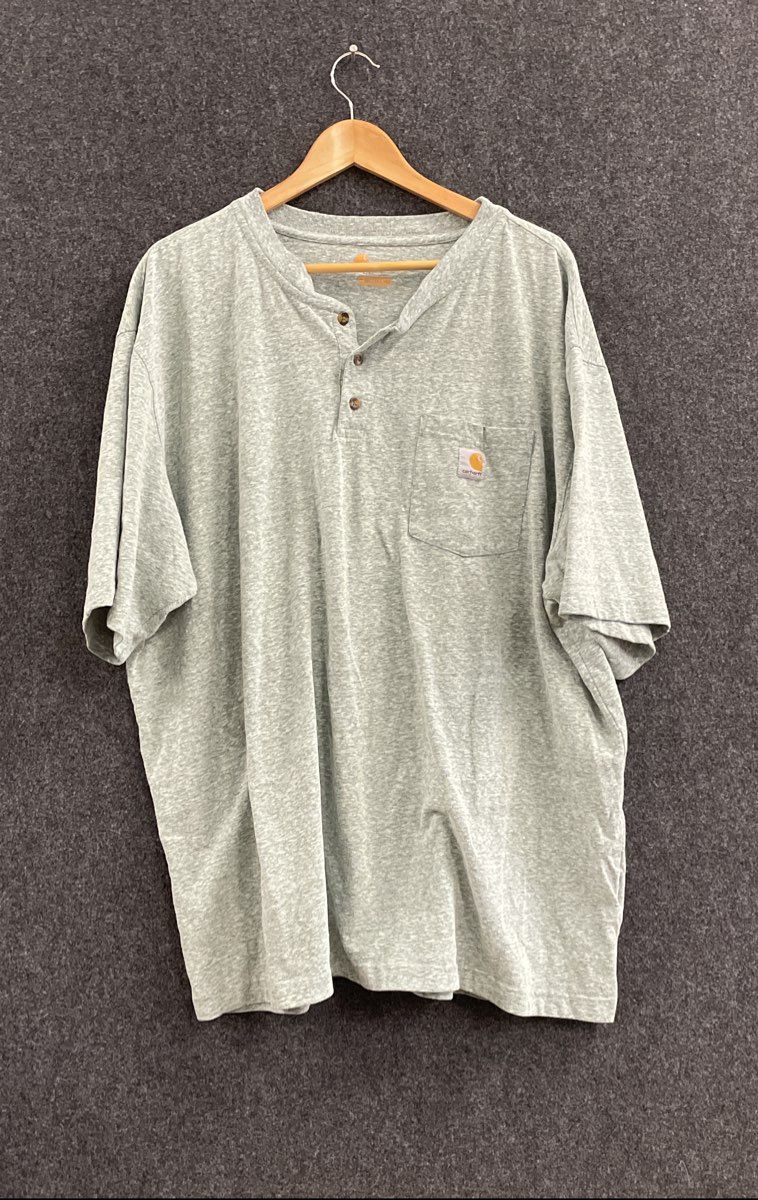 Carhartt Men's Short Sleeve Henley Pocket Shirt Gray Heather Original Fit Sz 2XL