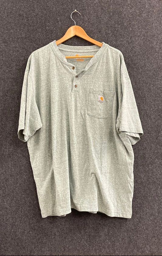 Carhartt Men's Short Sleeve Henley Pocket Shirt Gray Heather Original Fit Sz 2XL