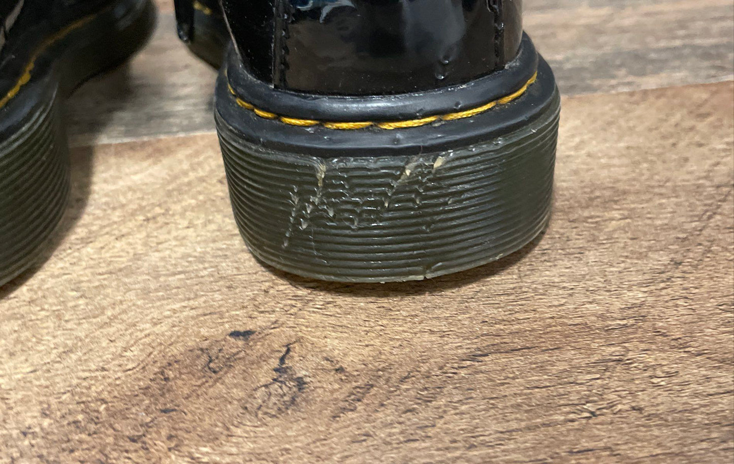 Dr. Martens 1460 J Black Patent Leather Lace-Up Zipper Boots Youth Size US 12