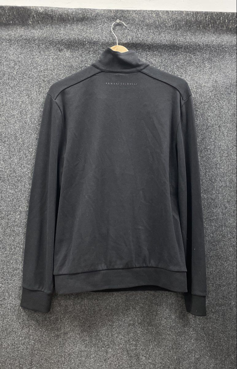 Armani Exchange Men's Black 1/4 Zip Perforated AX Logo Pullover Size M
