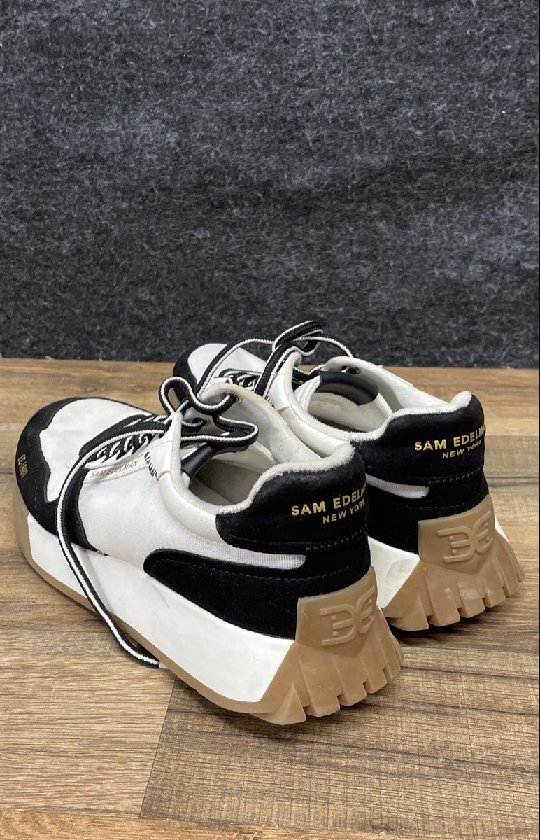 Sam Edelman Layla White Black Gum Fashion Sneakers Women's Size 6.5