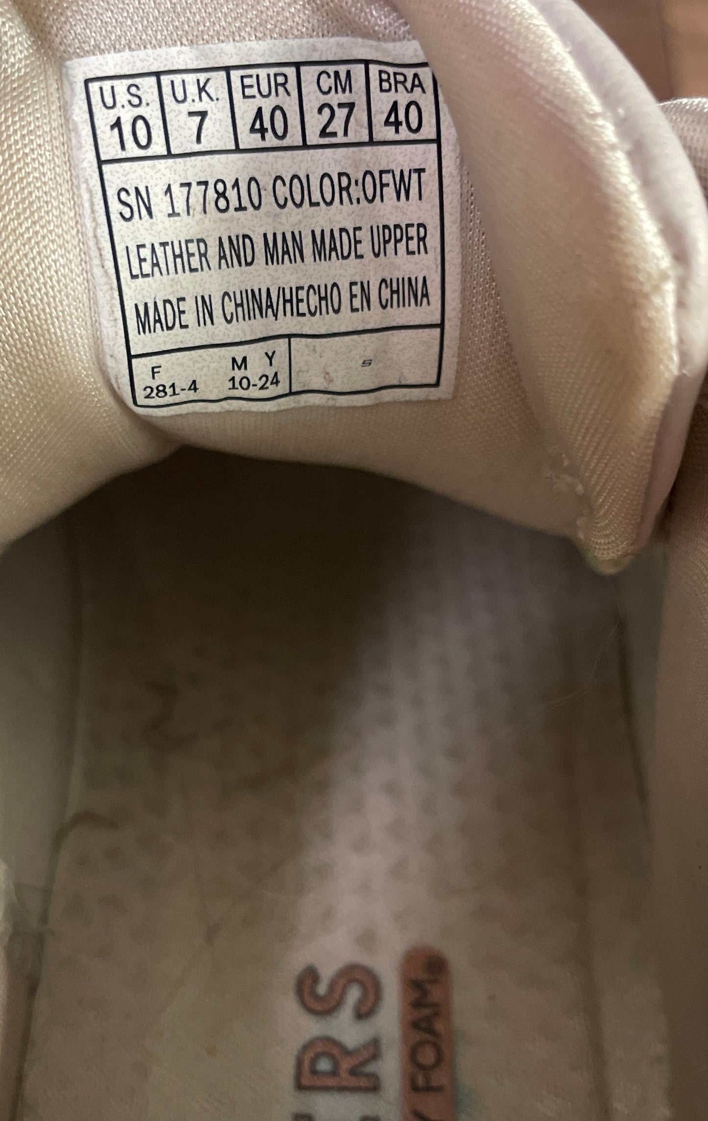 Skechers Uno Prime Off White Rose Gold Fashion Sneakers Women's Size 10