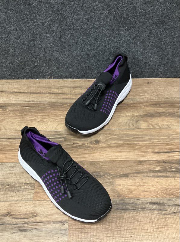 Comfort Wear Ortho Stretch Cushion Black Purple Sneakers Women's Size 8 EU 39