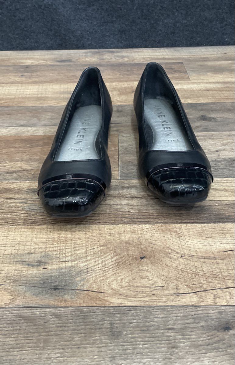 Anne Klein Rhea iFlex Black Croc Patent Ballet Flats Women's Size 8M