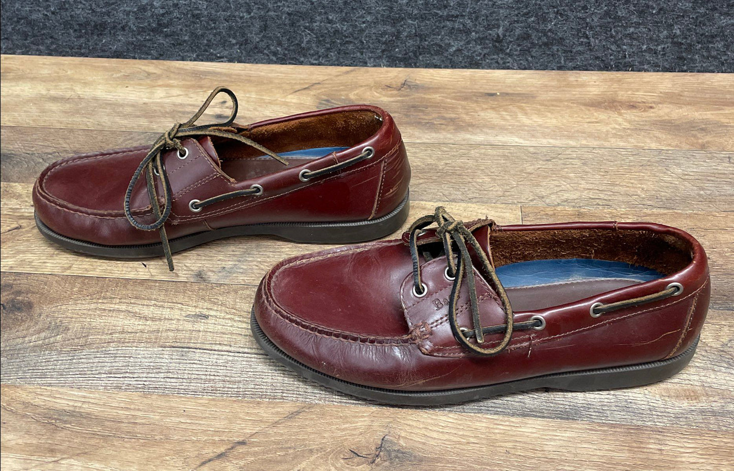 Bass Seafarer Burgundy Leather 2-Eye Boat Shoes Men's Size 10.5 M