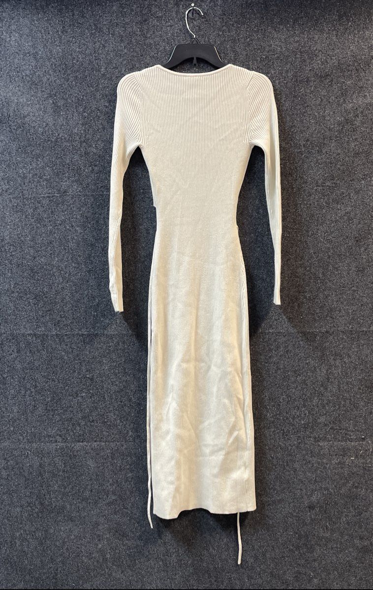 Abercrombie & Fitch Women's White Ribbed Wrap Cutout Midi Dress NWT Sz ST