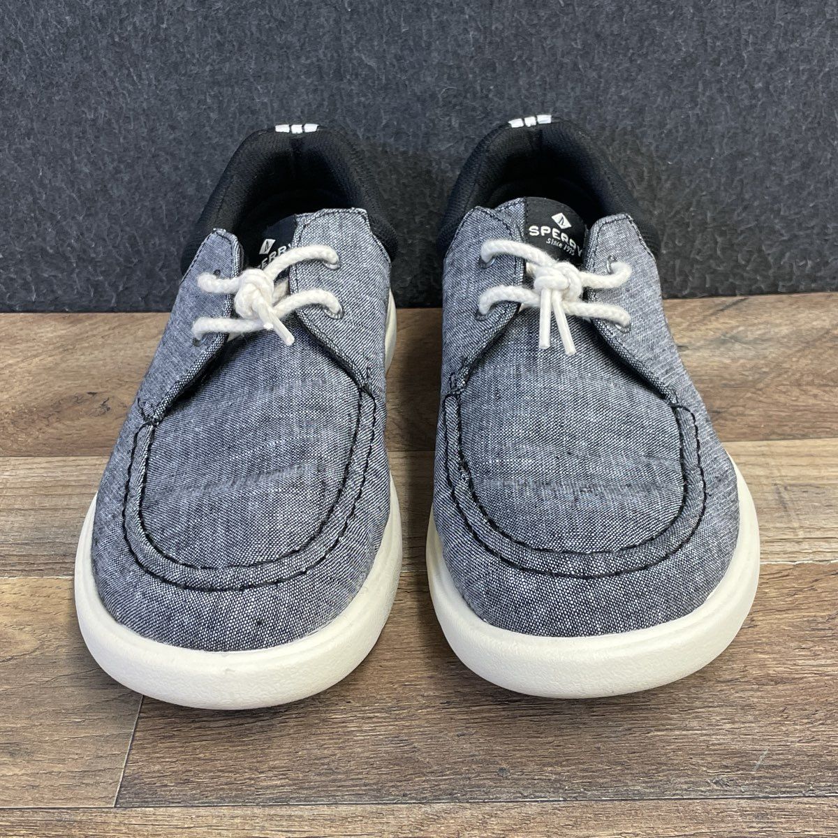 Sperry Halyard Grey Canvas Moc Toe Boat Shoe Sneakers Men's