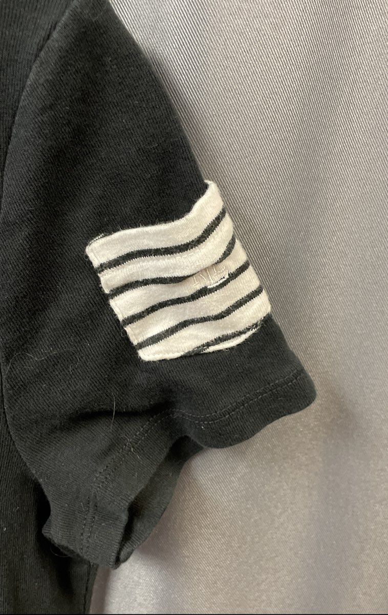 Lauren Ralph Lauren Women's Black Cotton Short Sleeve Tee Striped Sleeve Sz M