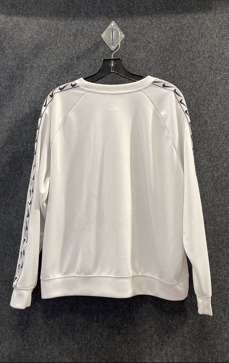 Nike Men's White Crewneck Sweatshirt Logo Tape Sleeve Embroidered Swoosh Sz L