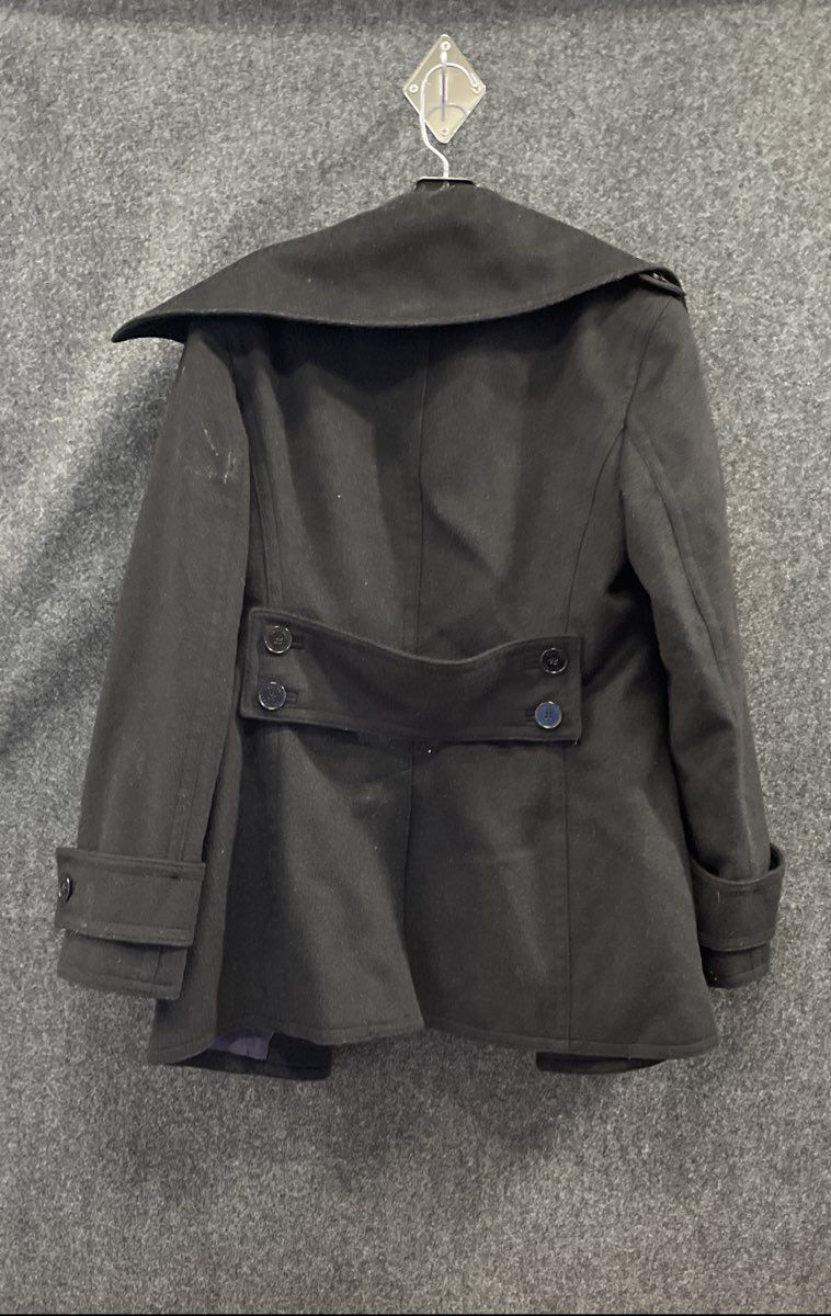 Calvin Klein Women's Black Oversized Collar Wool Blend Peacoat Jacket Sz 10