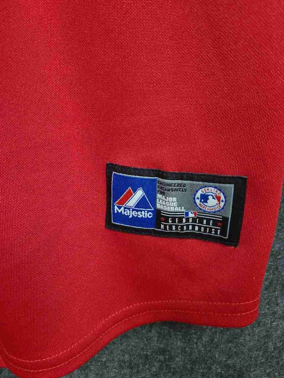 Majestic Youth Washington Nationals MLB Baseball Jersey Red Button Front Sz XL