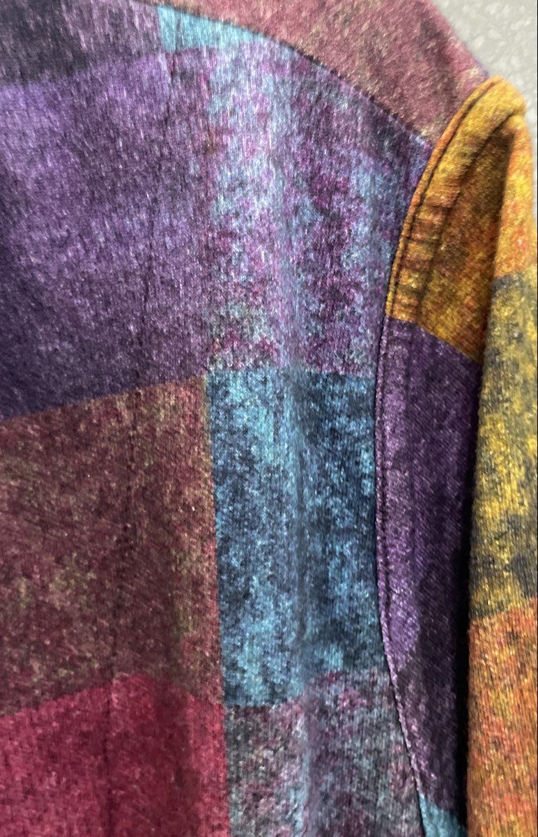 Parsley & Sage Women's Multicolor Block Hooded Cardigan Jacket Cotton Sz XL