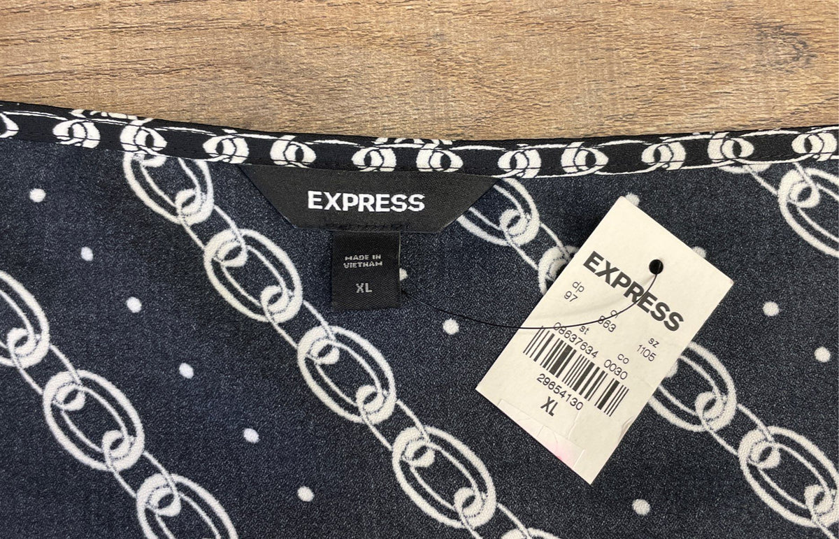 Express Women's Cowl Neck Camisole Top Black Chain Link Polka Dot Sz XL NWT