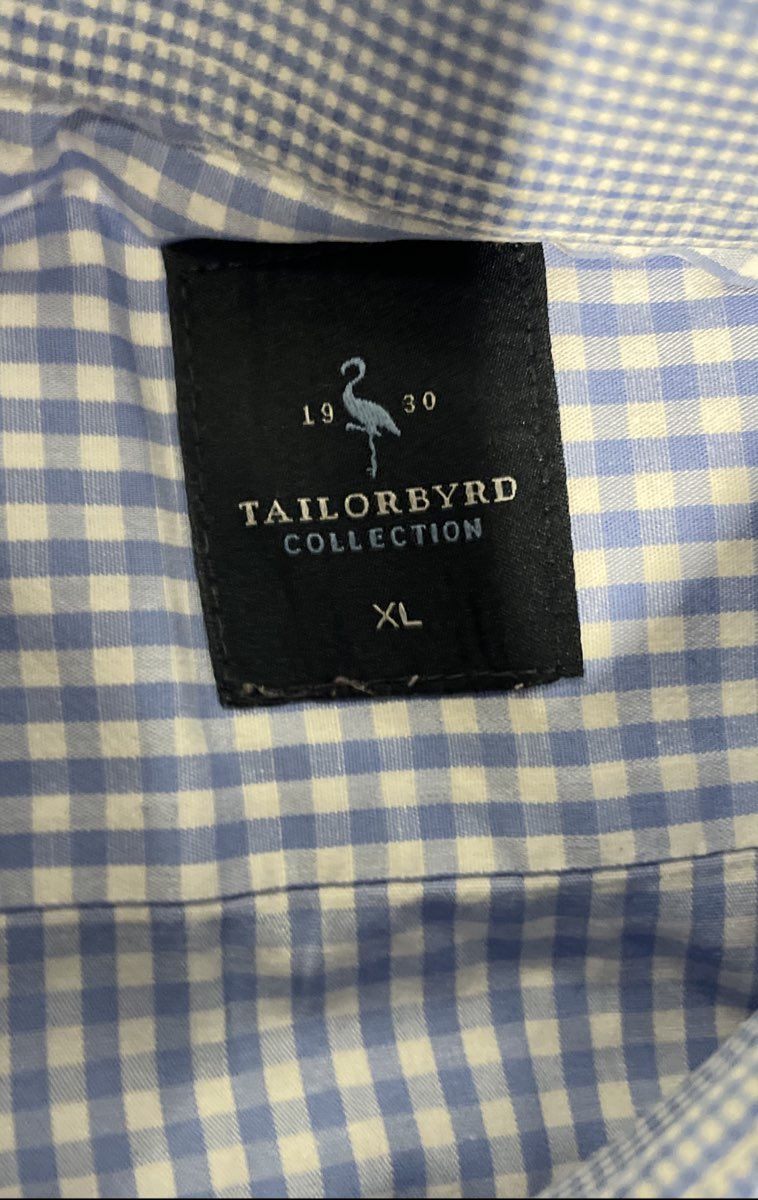 Taylor Byrd Men's Blue Gingham Long Sleeve Button Up Shirt Size XL