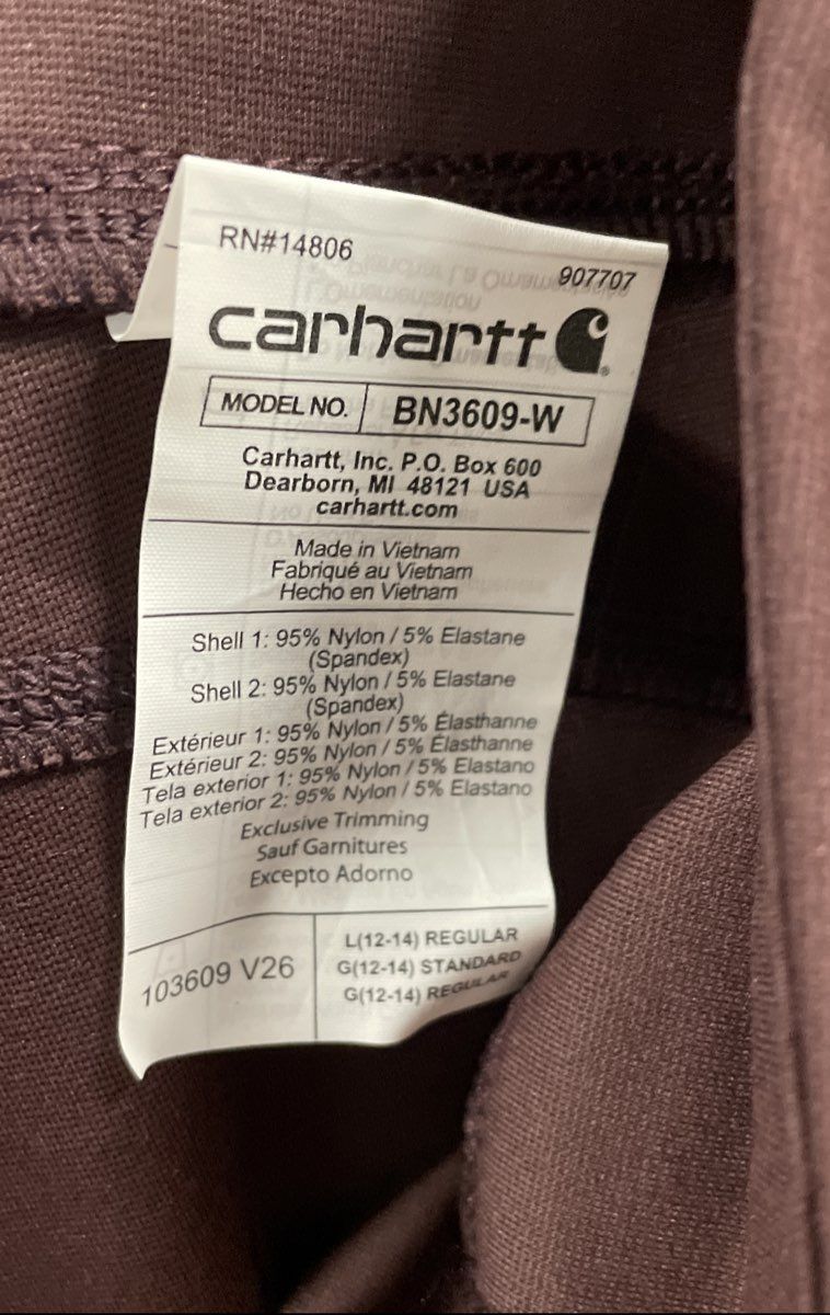 Carhartt Women's Force Lightweight Utility Work Leggings Brown Sz L Regular