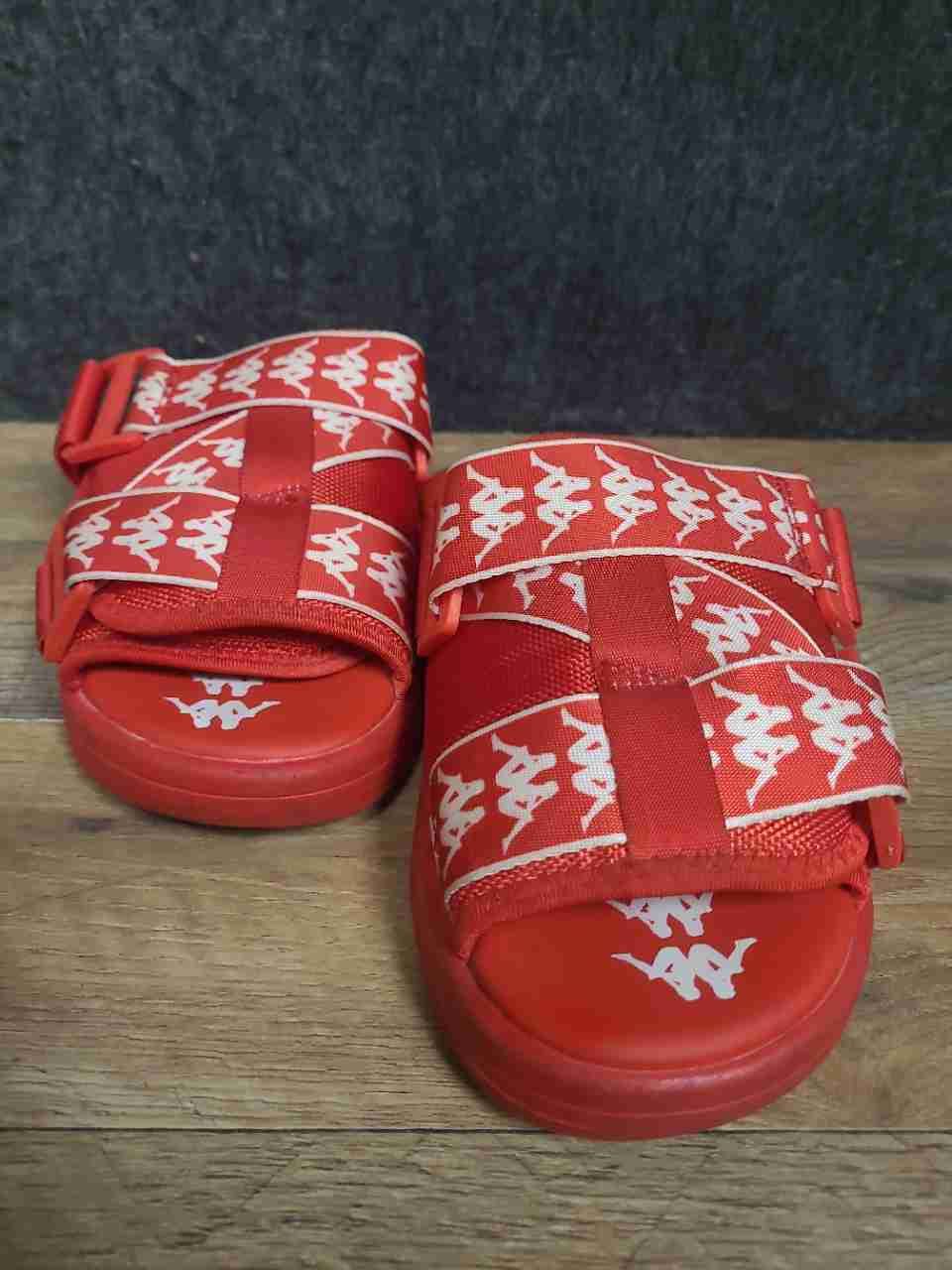 Kappa 222 Banda Mitel 1 Red White Logo Taping Slide Sandals Men's Size 8