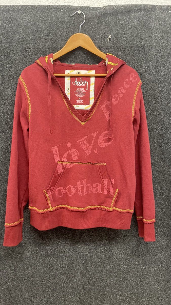 Touch by Alyssa Milano Women's Redskins V-Neck Hoodie Burgundy Graphics Sz XL