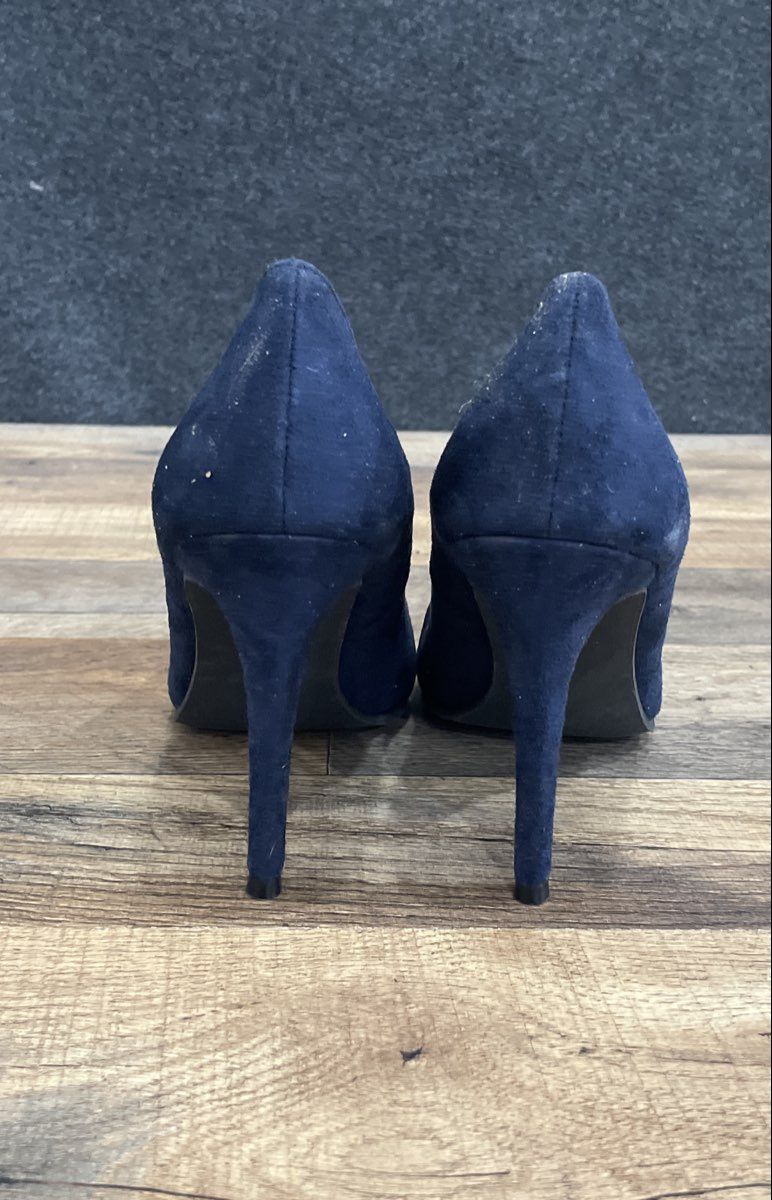 Michael Gracelyn Navy Blue Black Striped Pointed Toe Pumps Size 7.5