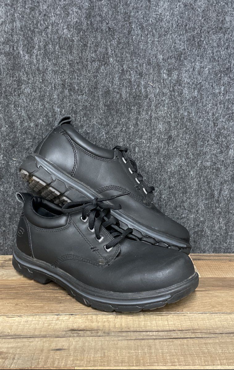 Skechers Segment Rilar Black Leather Oxford Shoes Men's Size 8