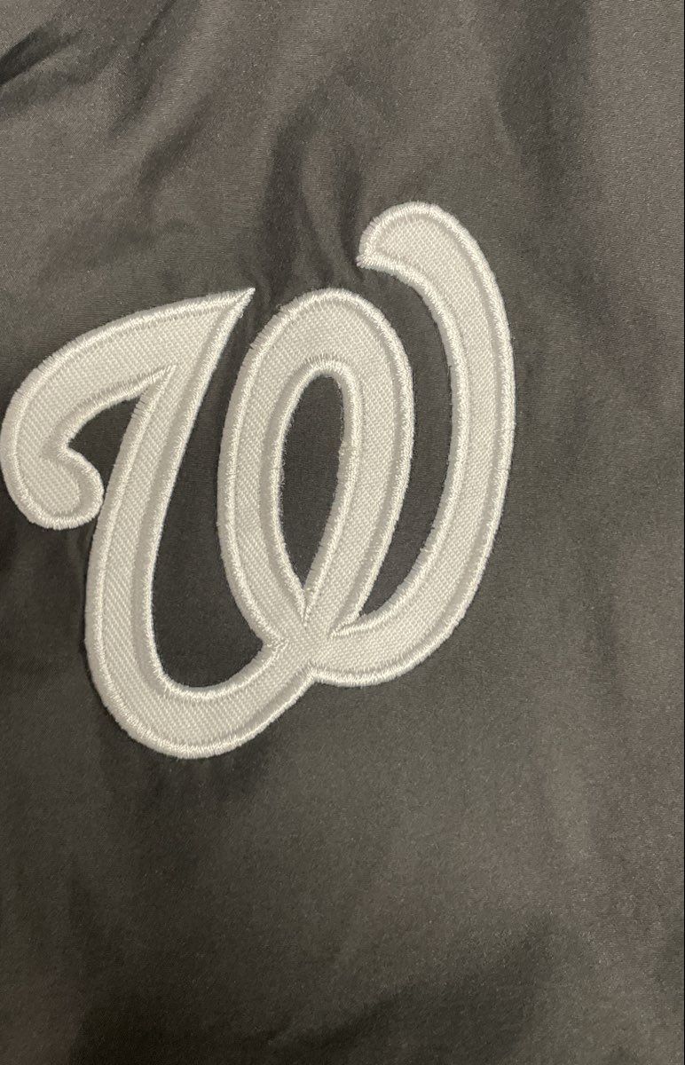 Art of the Game Men's Washington Nationals Bomber Jacket Black Graphic Back Sz M