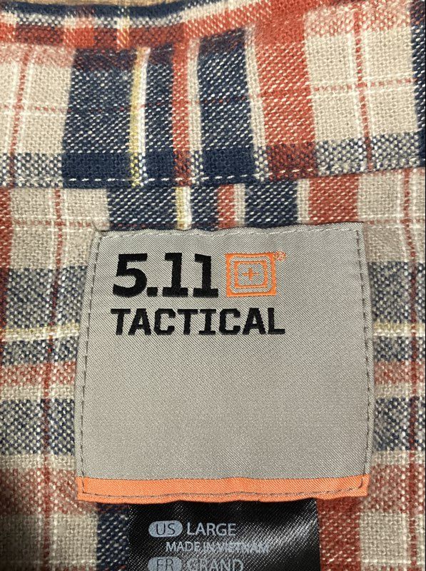 5.11 Tactical Men's Flannel Shirt Red Blue Plaid Long Sleeve Button Down Sz L