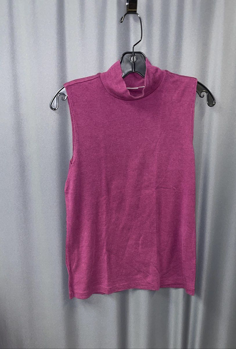 Croft & Barrow Women's Purple Mock Neck Tank Top Ribbed Cotton Blend Sz M