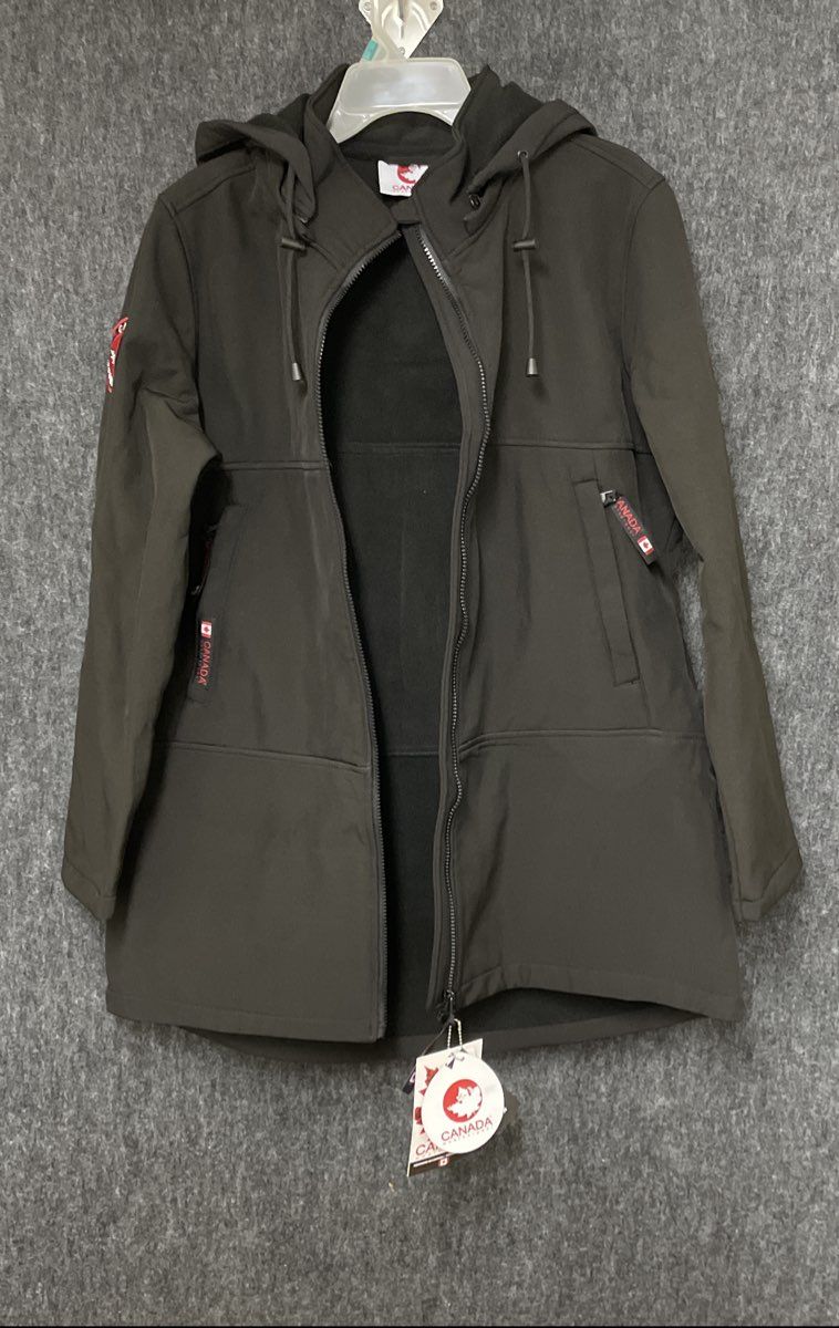 Canada Weather Gear Women's Black Hooded Softshell System Jacket Sz XL NWT