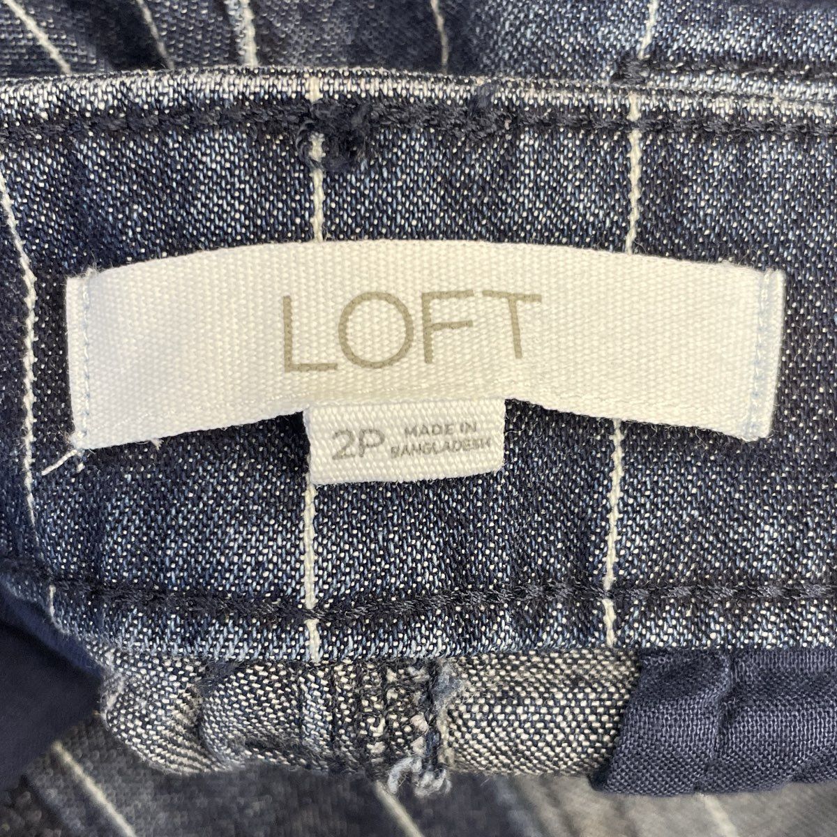 LOFT Women's Palmer Wide Leg Blue White Striped Denim Pants Sz 2P