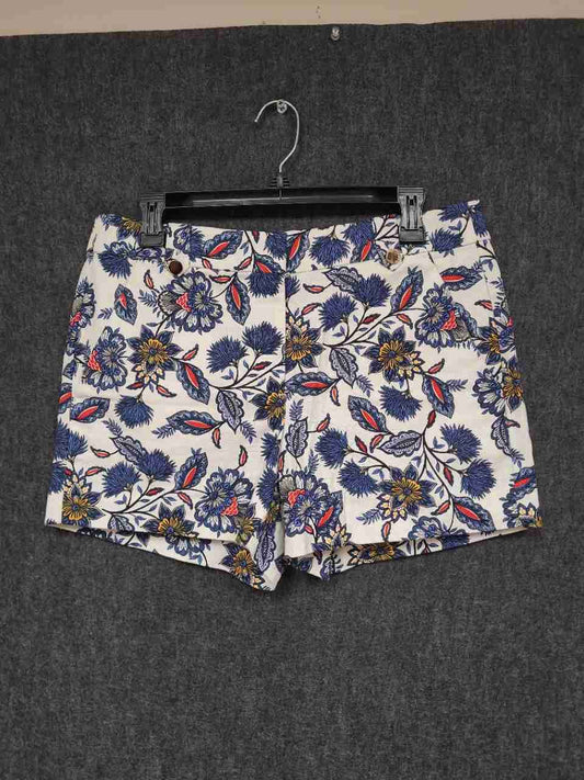 Loft Women's White Blue Botanical Floral Print Rivera Chino Shorts Sz 6