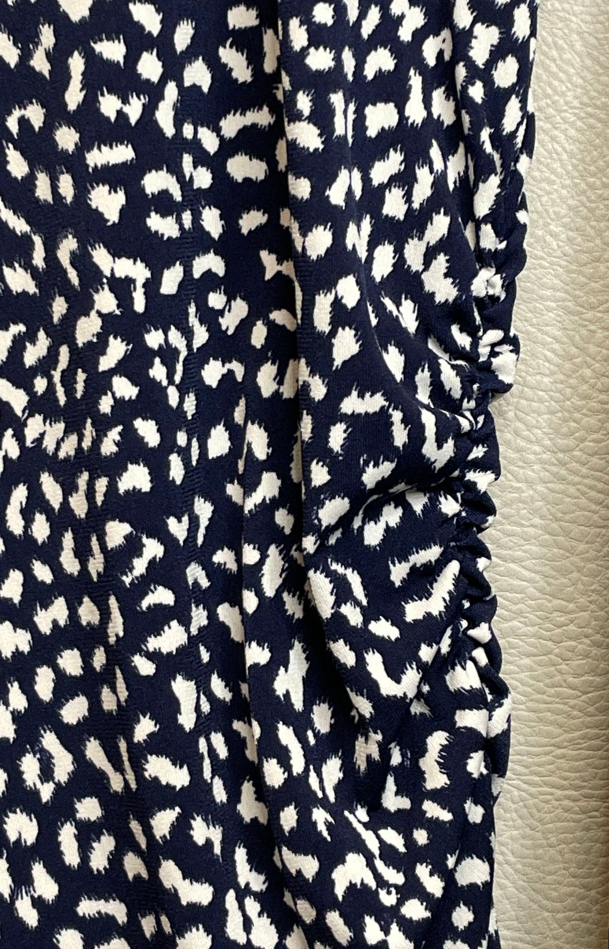 Michael Kors Women's Navy Blue White Animal Print Long Sleeve Dress NWT Sz M